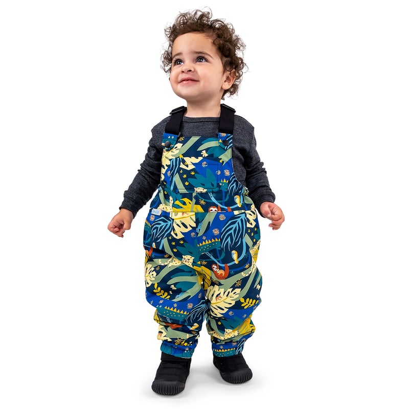 Kids Fleece Lined Rain Overalls | Jungle Nights