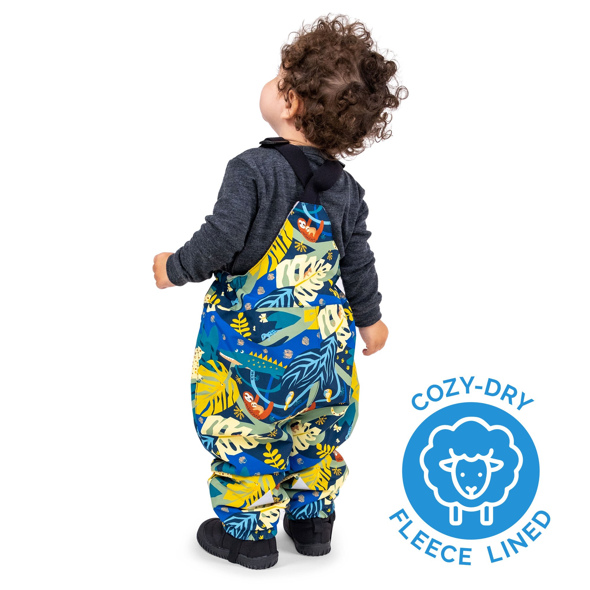 Kids Fleece Lined Rain Overalls Jungle Nights Jan Jul