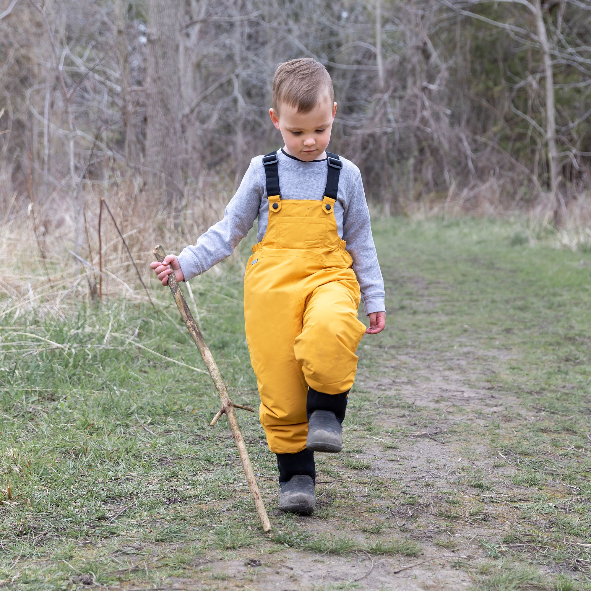 Kids Fleece Lined Rain Overalls Yellow Jan Jul