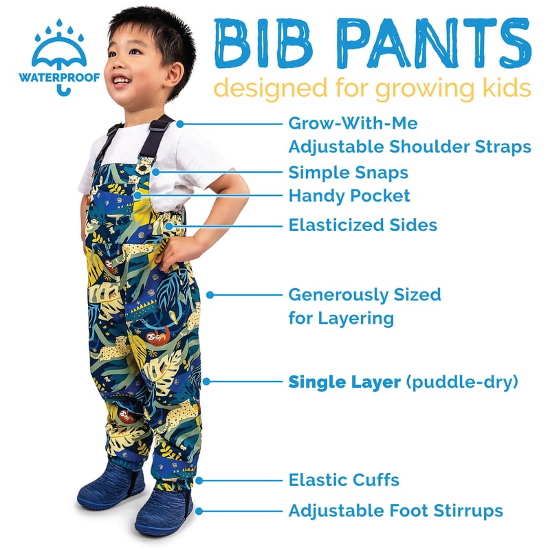 Kids Single Layer Rain Overalls | Black