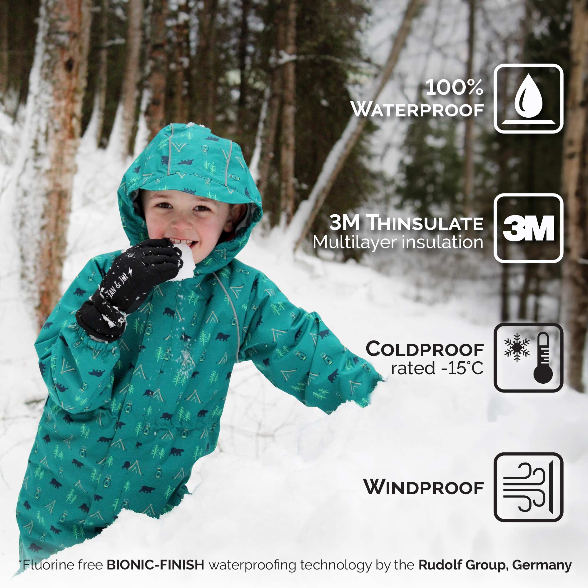 Kids Waterproof Gloves Nebula Blue for Snow Jan Jul