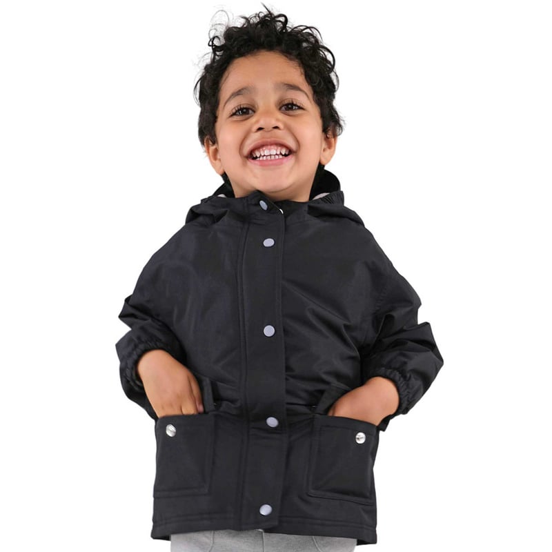 Kids Fleece Lined Rain Jackets | Black