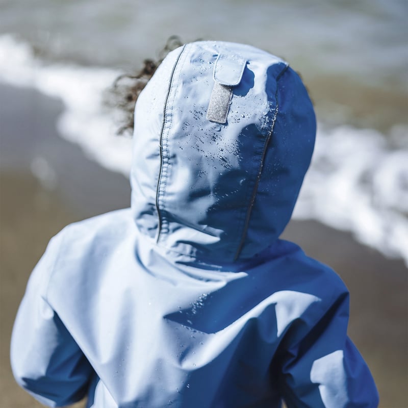 Kids Fleece Lined Rain Jackets | Dusty Blue Waterproof | Jan & Jul