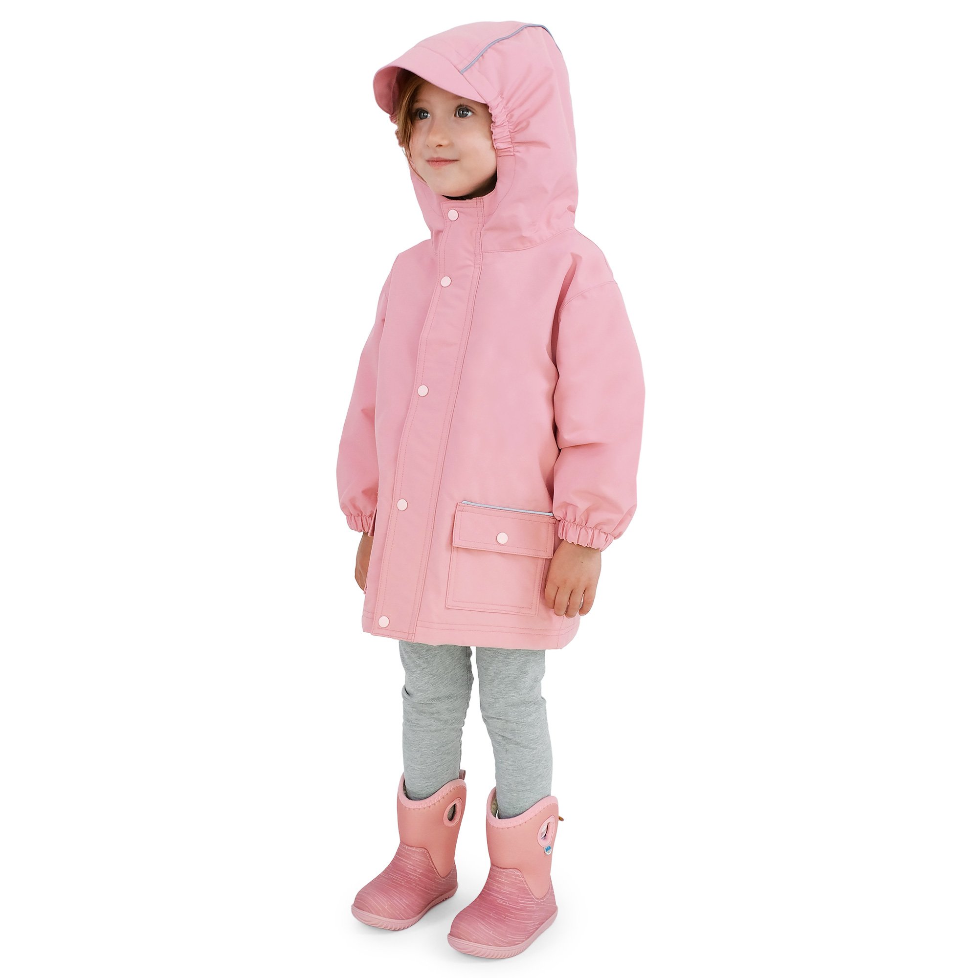 Kids Fleece Lined Rain Jackets Dusty Pink