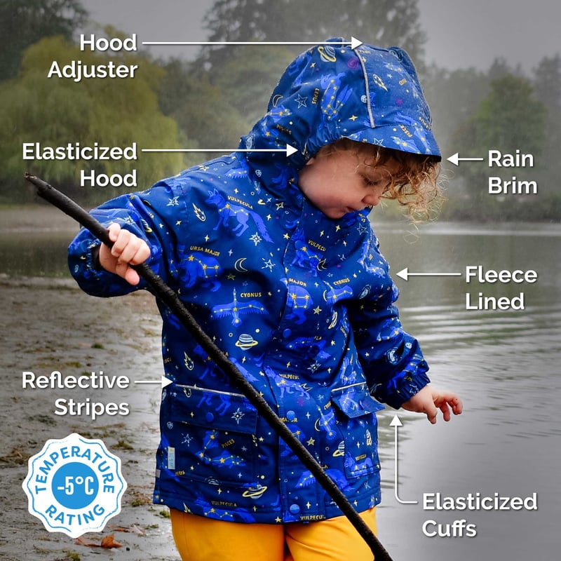 Toddlers Kids Cozy Dry Waterproof Jackets Features