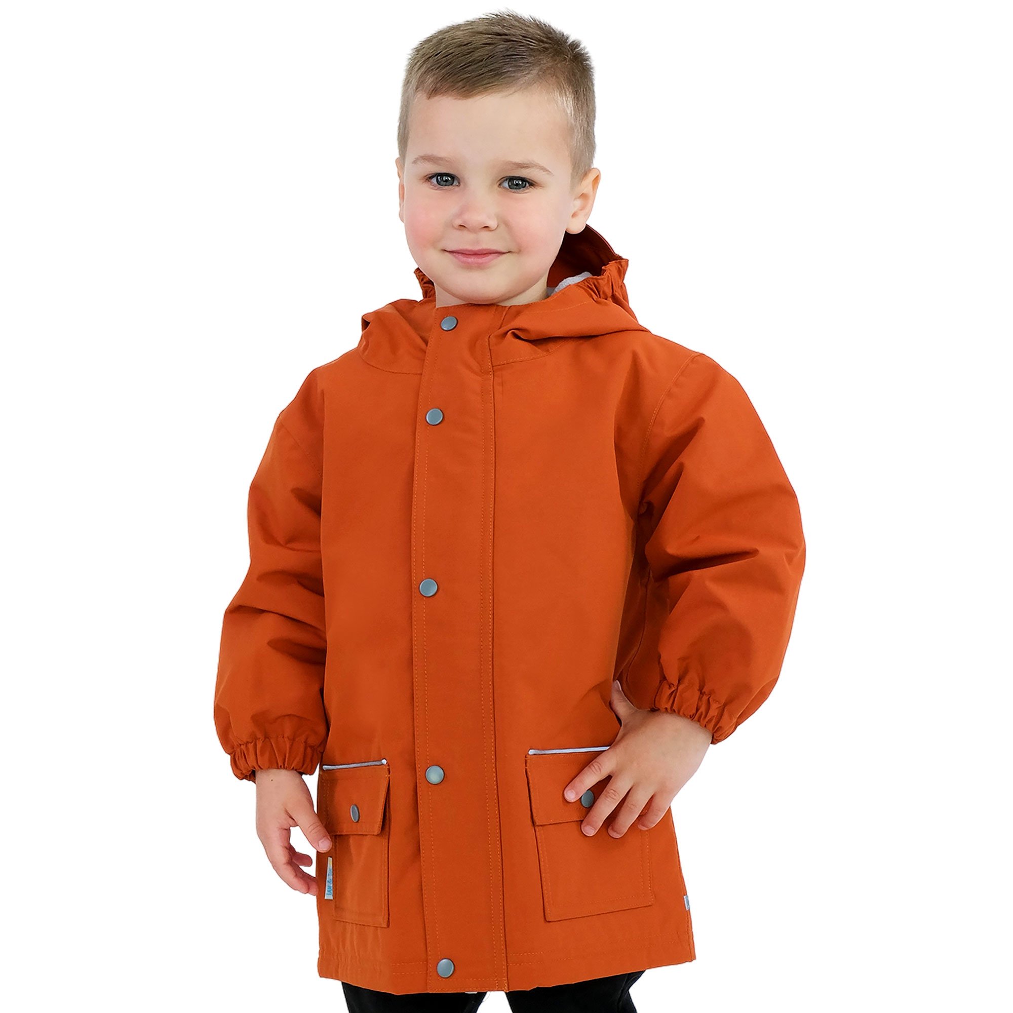 Boy Orange Raincoats Kids Fleece Lined Rain Jackets Terracotta - Main Image