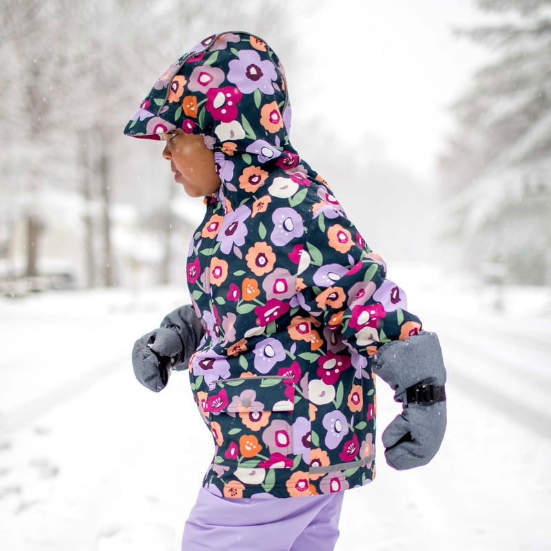Kids Fleece Lined Rain Jackets | Winter Flowers