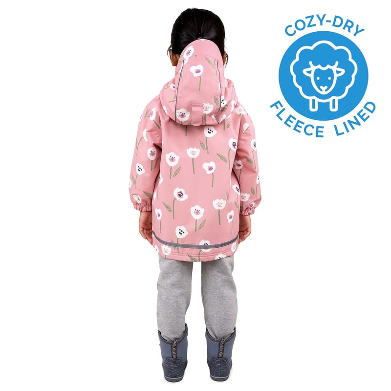 Kids Fleece Lined Rain Jackets White Tulip Waterproof Jan & Jul