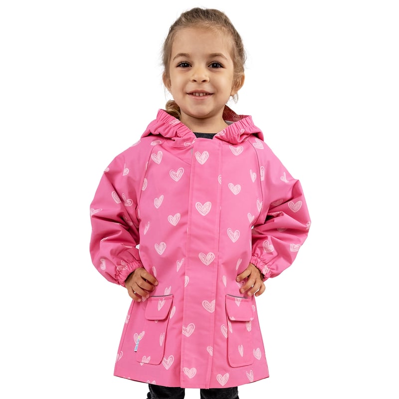 Kids Shell Jacket | Hearts, Waterproof Raincoat | Jan & Jul