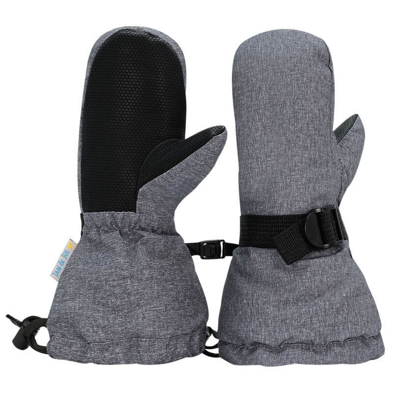 Kids Waterproof Mittens Heather Grey Snow Mitts Jan Jul