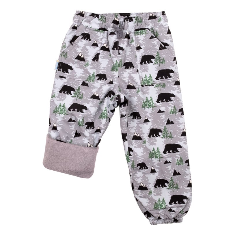 Kids Fleece Lined Rain Pants, Bear for Toddlers