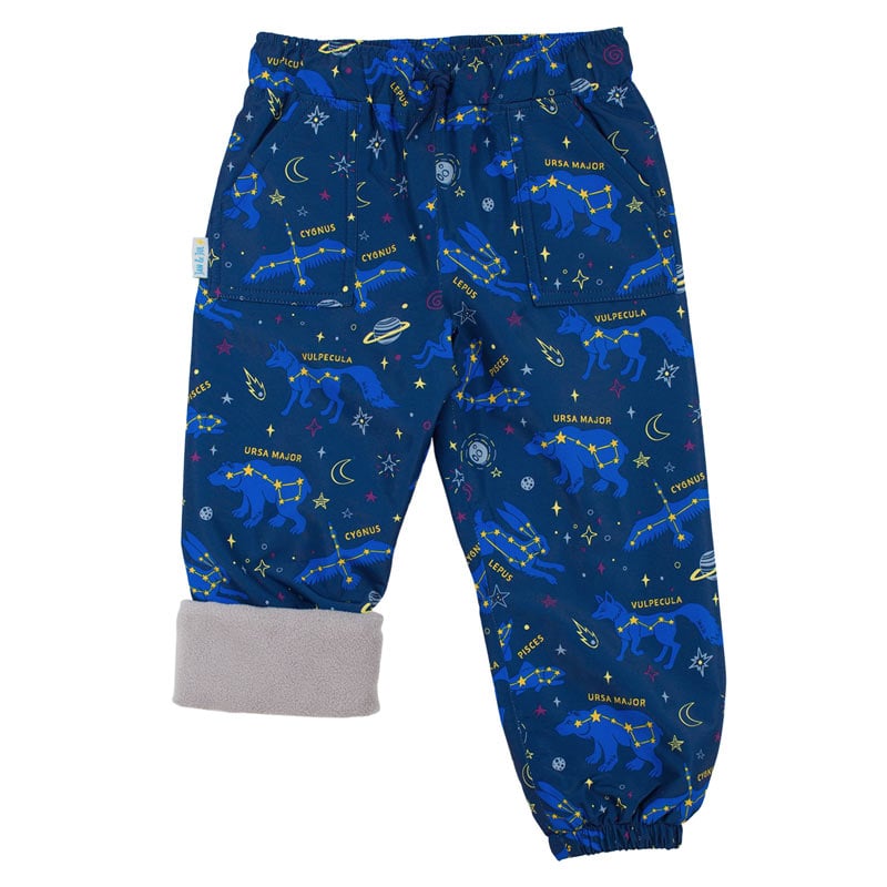 Kids Fleece Lined Rain Pants, Constellations for Toddlers