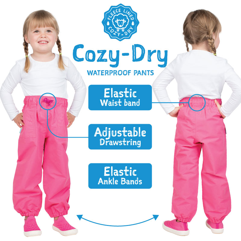 Kids Fleece Lined Rain Pants, Bear Mountain for Toddlers