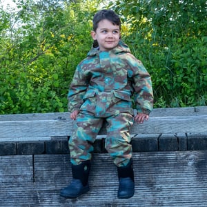 Kids Fleece Lined Rain Pants | Woodland Camo