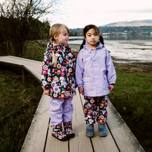 Kids Fleece Lined Rain Pants | Winter Flowers