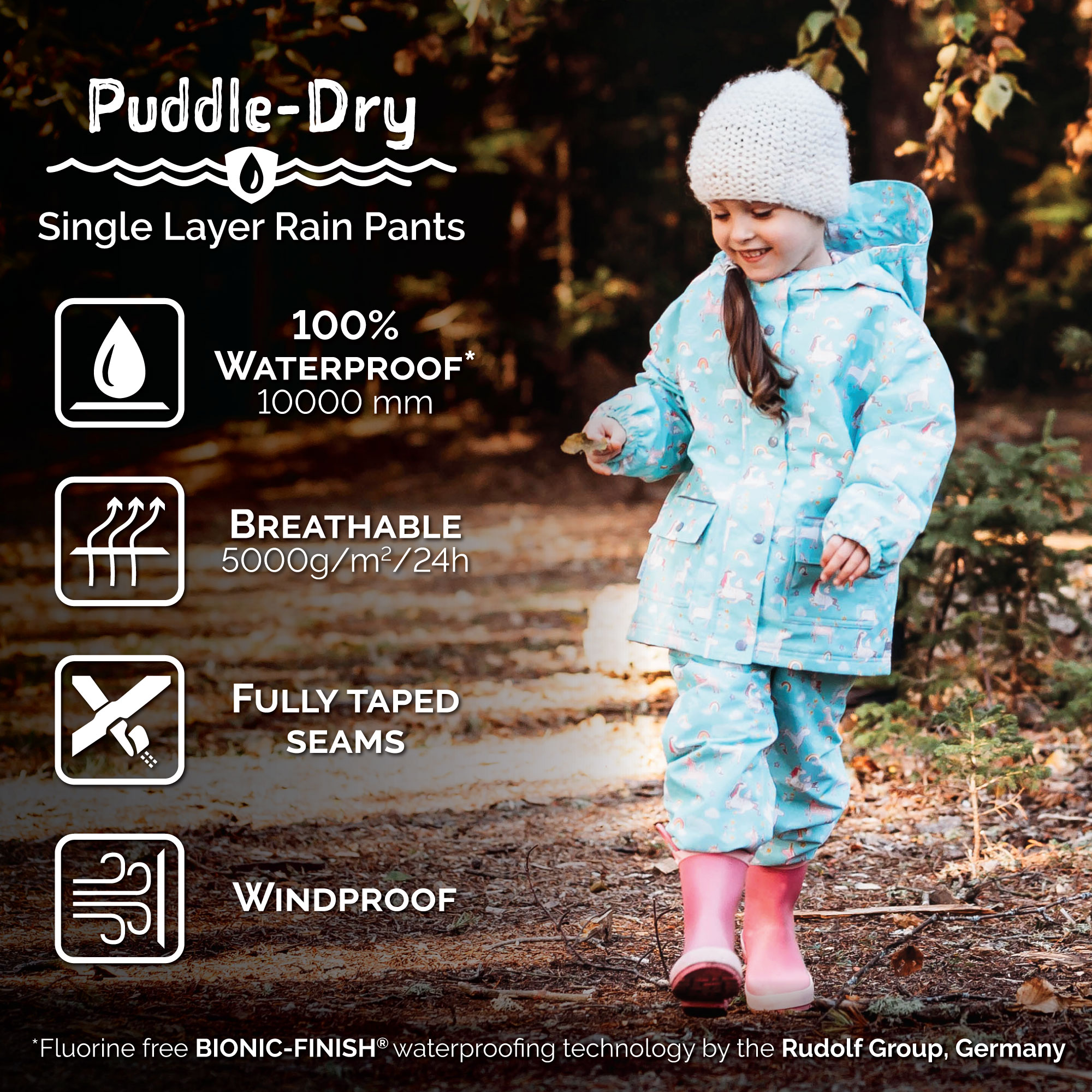Kids Single Layer Rain Pants, Bear Waterproof