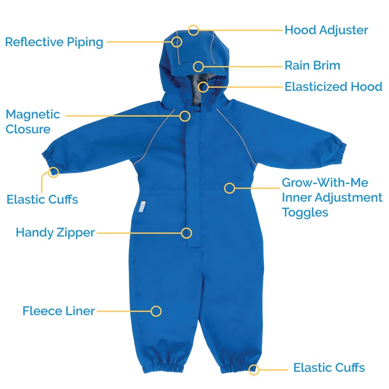 Toddlers Kids Fleece Lined Rain Suits Features
