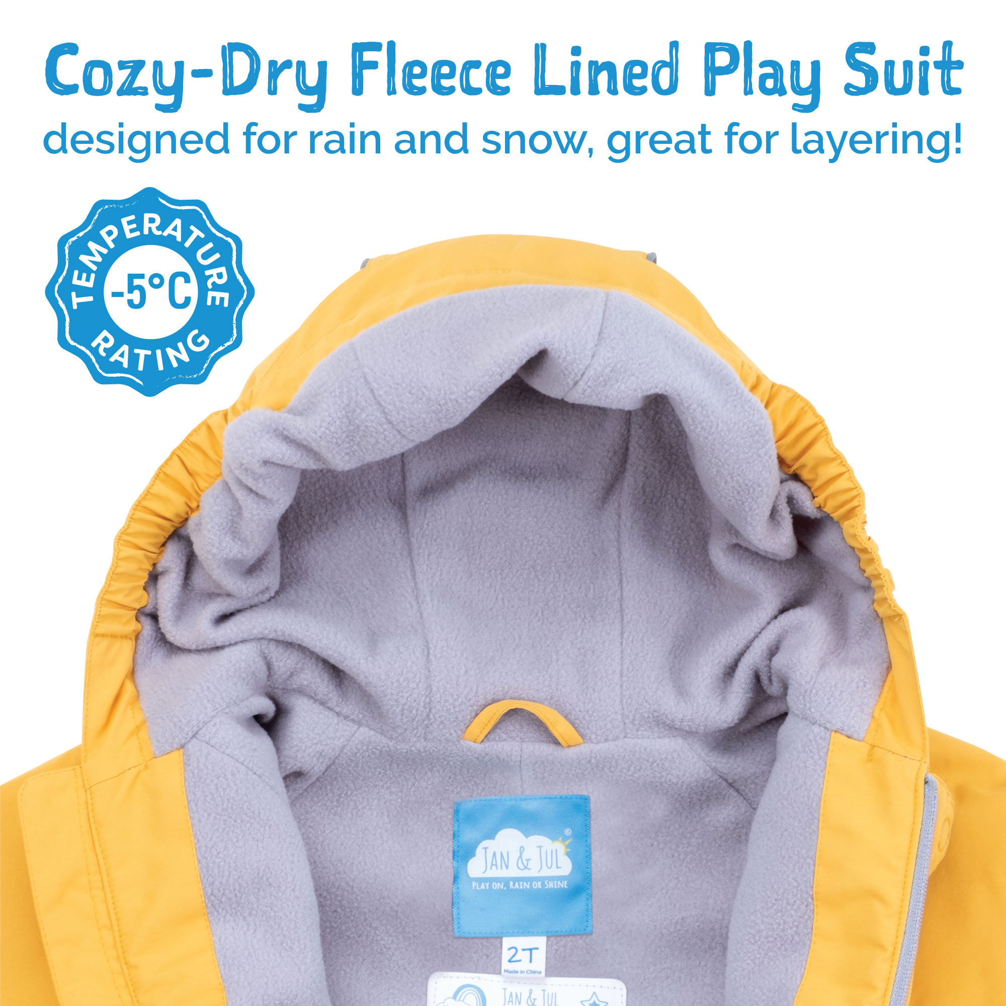 Kids Fleece Lined Rain Suits, Blue