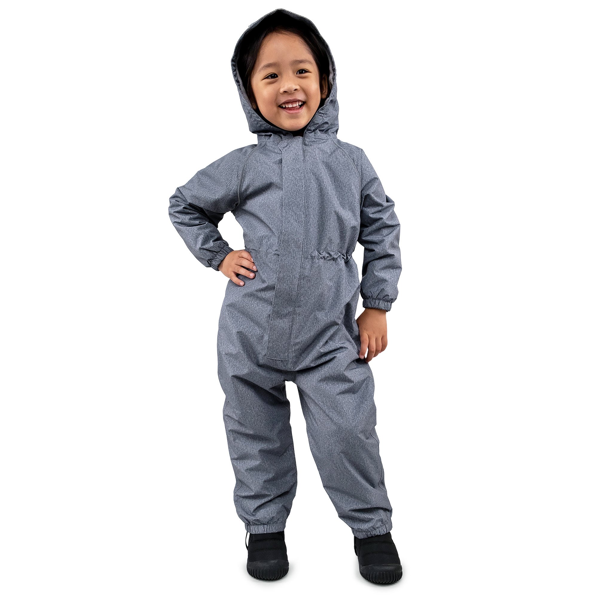 Kids Fleece Lined Rain Suits, Heather Grey