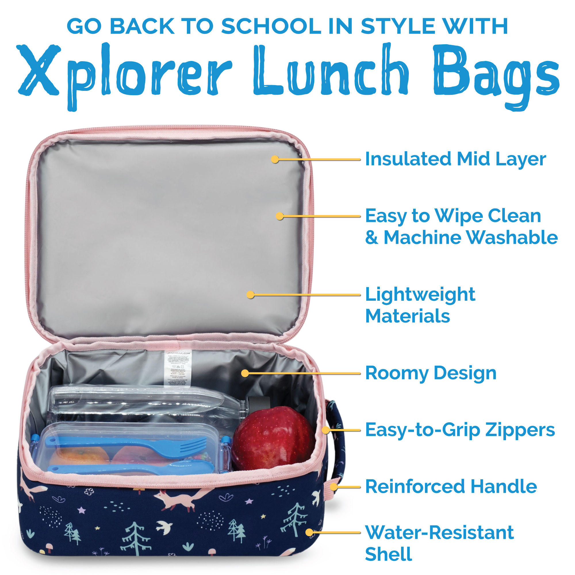 Jan Jul Navy Forest Lunch Bag