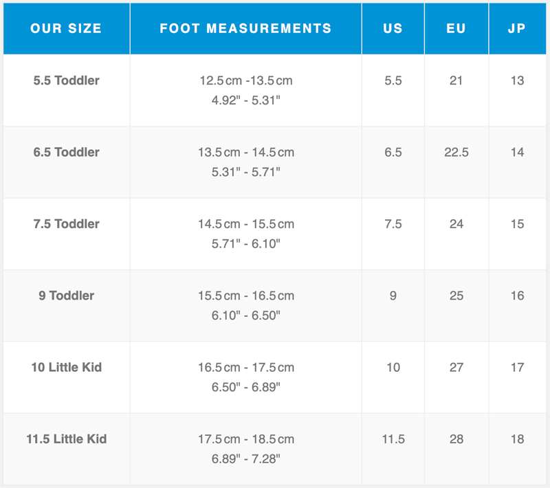 Puffy Winter Boots Size Chart