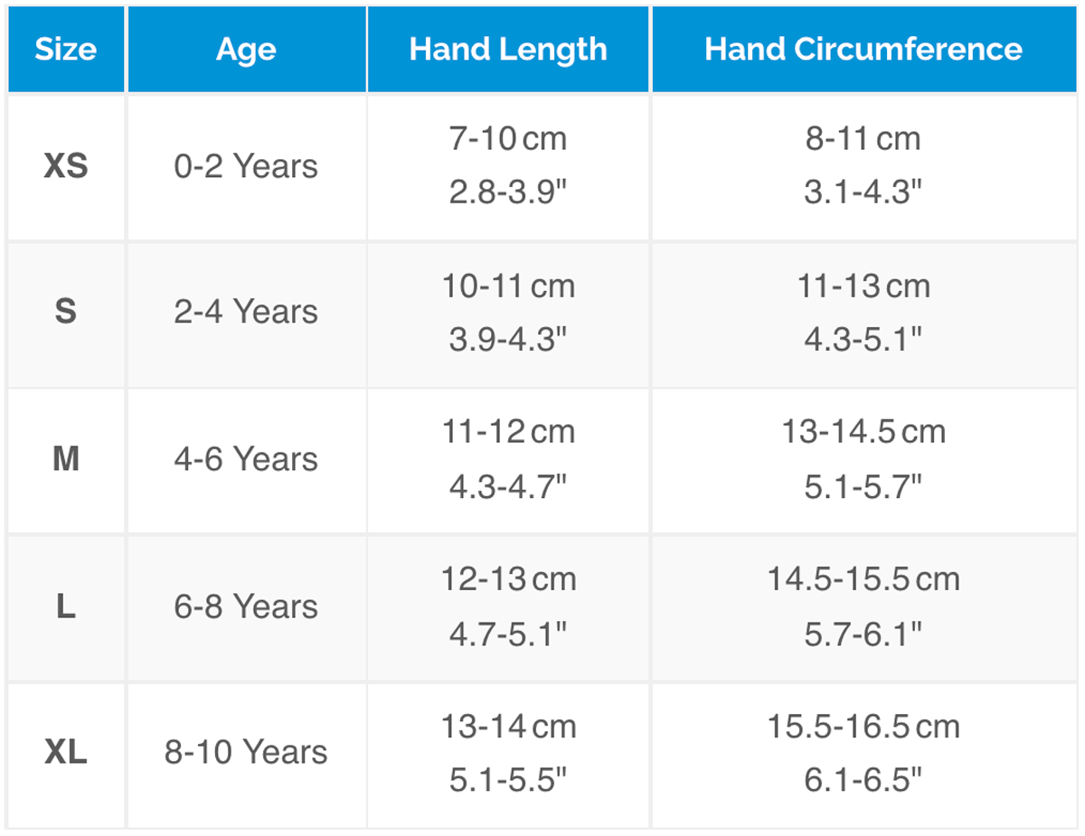 Mitt & Glove Size Chart