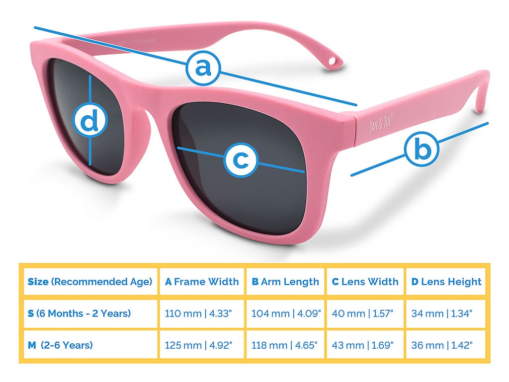 Kid's Sunglasses Size Chart