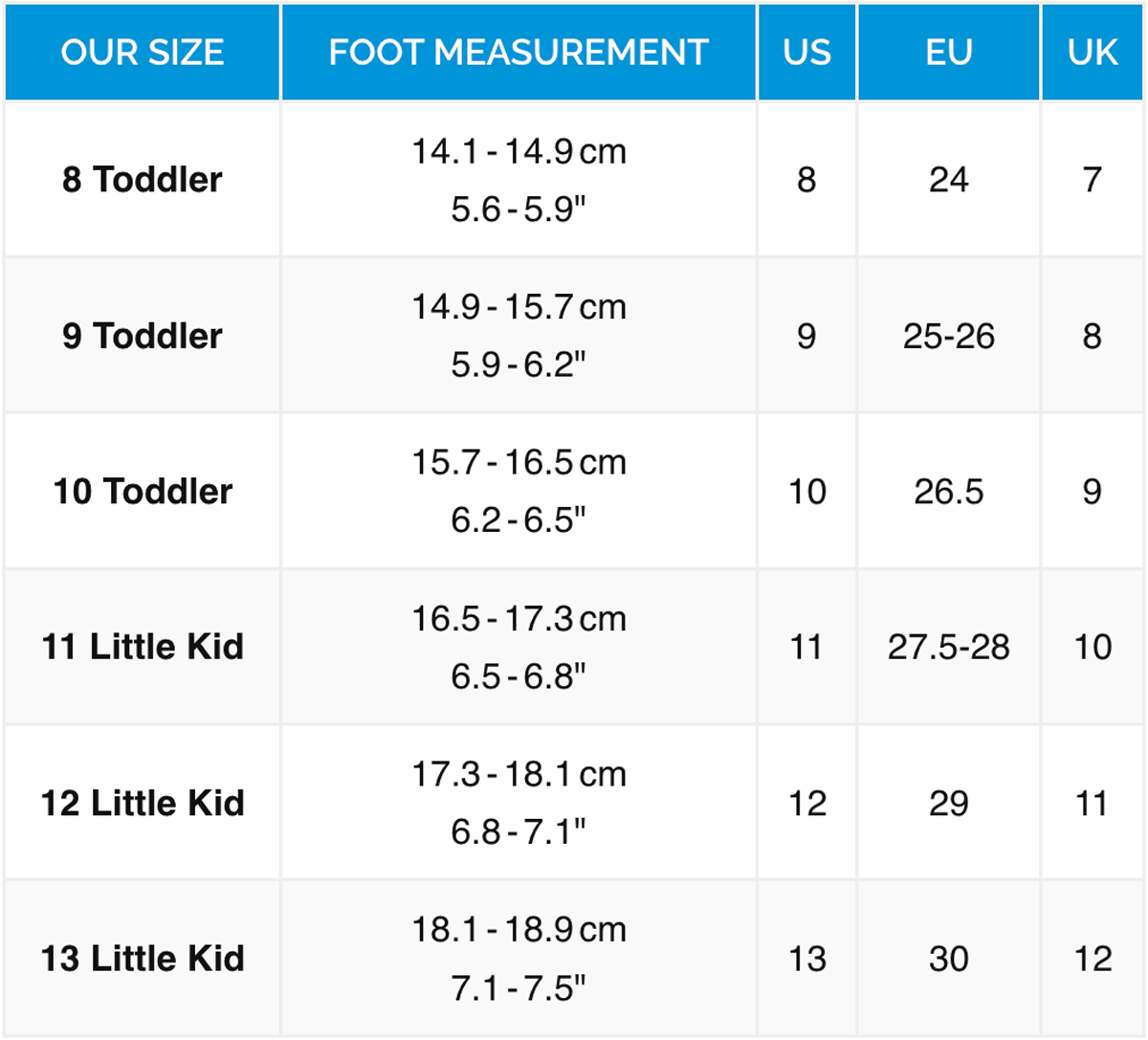 Waterproof Shoes Size Chart