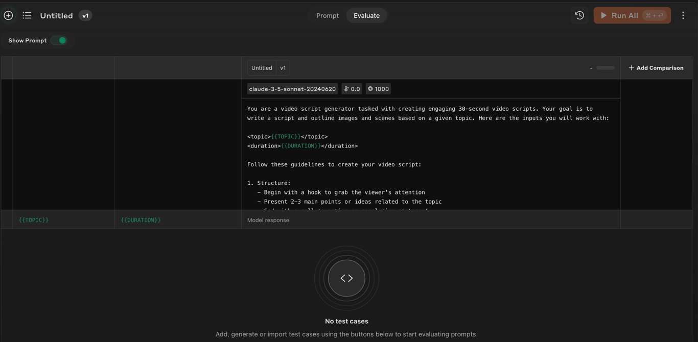 Analysis for your test set in prompts