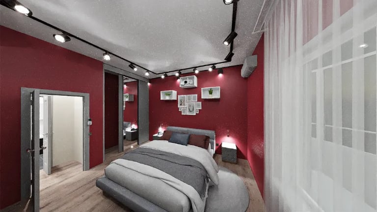 A Bedroom in the minimalist interior design style as redesigned by AI for inspiration and ideas