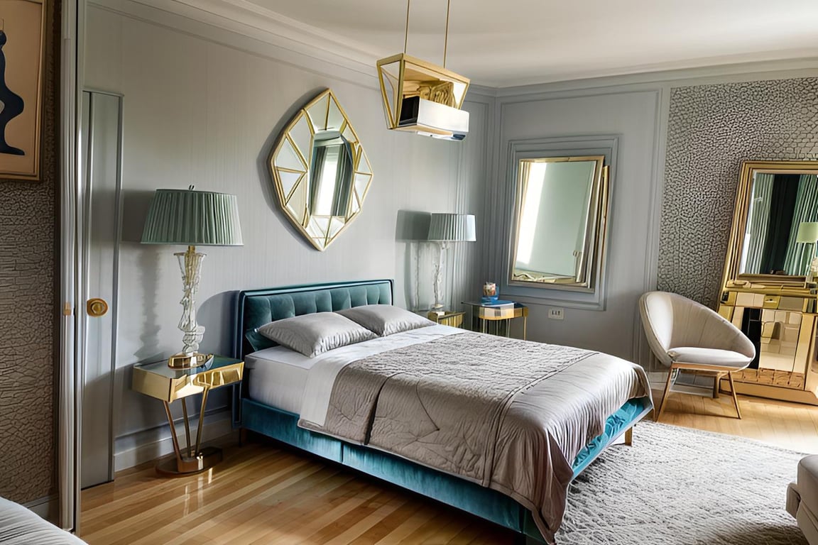 After bedroom art deco AI staging