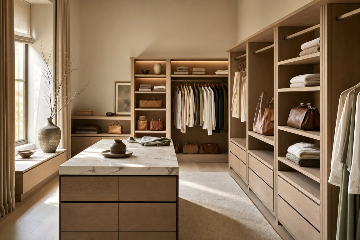 Before walk in closet japandi AI staging