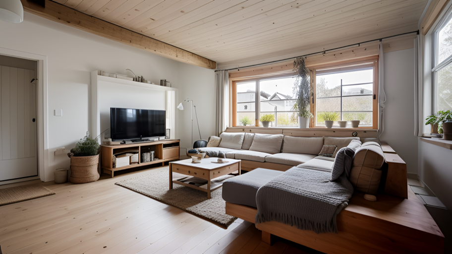Before living room biophilic AI staging
