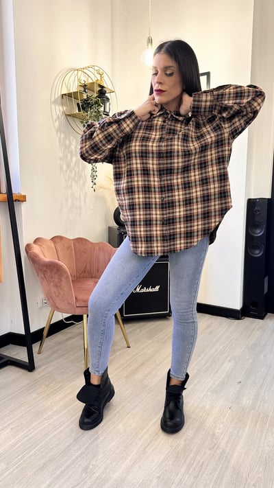 CAMICIA VINTAGE A SCACCHI NERA