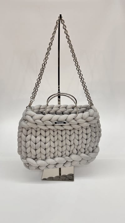 BORSA SOFT GREY INTRECCIATA