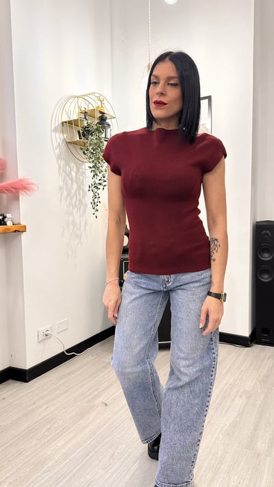 MAGLIONCINO SMANICATO BORDEAUX