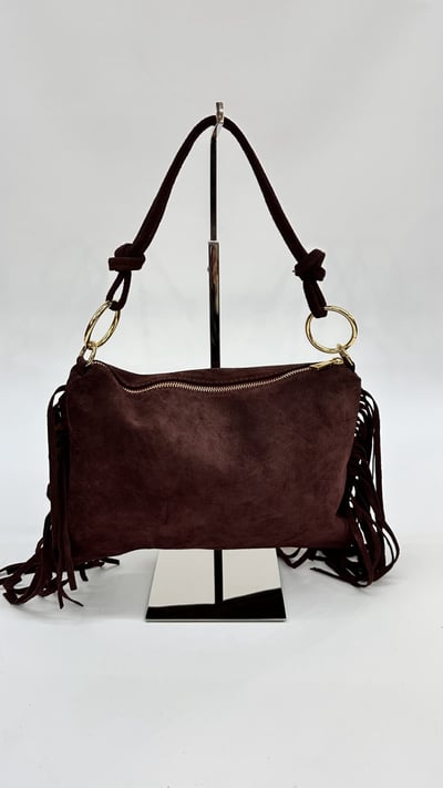 BORSETTA CON FRANGE BORDEAUX