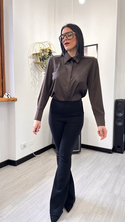 CAMICIA SIMIL RASO LISCIA MARRONE