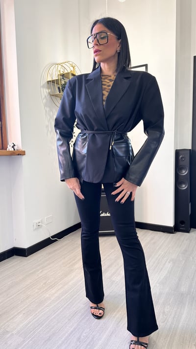 GIACCA CON INSERTI IN ECOPELLE