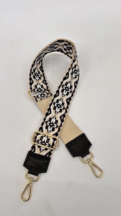 TRACOLLA BORSA FANTASIA BEIGE NERO BIANCO