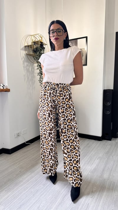 PANTALONE LEOPARDATO MARRONE MORBIDO