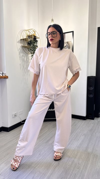 T-SHIRT APERTA SUL RETRO BEIGE