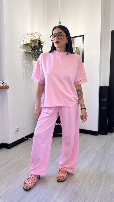 PANTALONE TUTA BAGGY ROSA