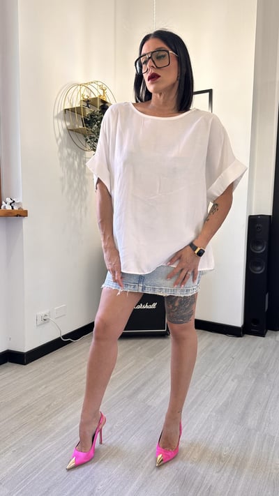 CAMICIA MANICA CORTA OVER BIANCA