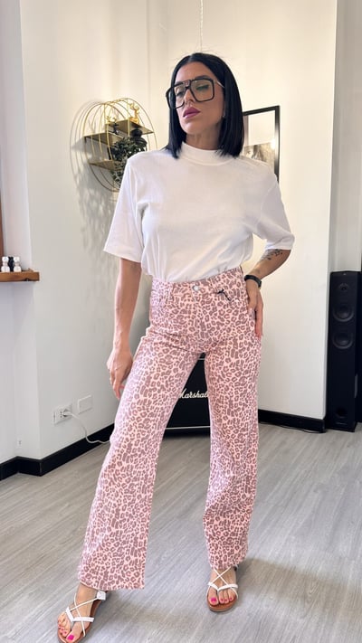 JEANS LEOPARDATO ROSA (XS/L)