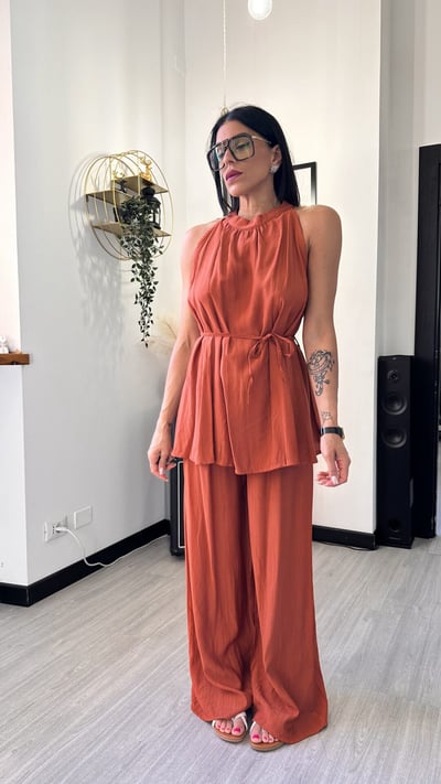 COORDINATO MORBIDO CON CANOTTA ARANCIONE