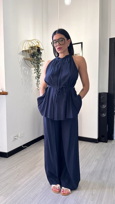COORDINATO MORBIDO CON CANOTTA BLU