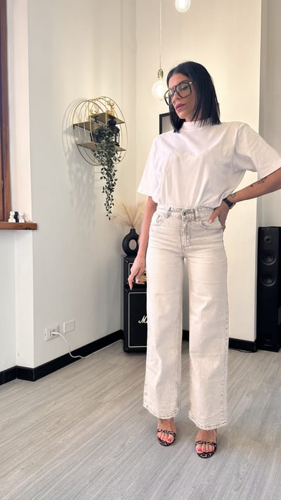 5659 JEANS A PALAZZO BEIGE