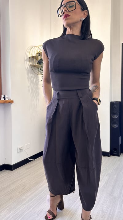 PANTALONE MORBIDO BALLOON MARRONE
