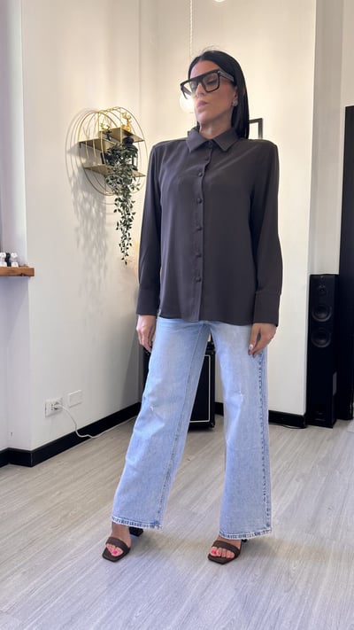 CAMICIA BOTTONI TONDI MARRONE